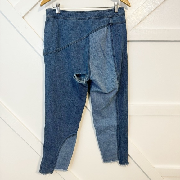 Rejina Pyo Luci Patchwork Contrast Raw Hem Slim Straight Ankle Jean Trousers 14 - Picture 8 of 14